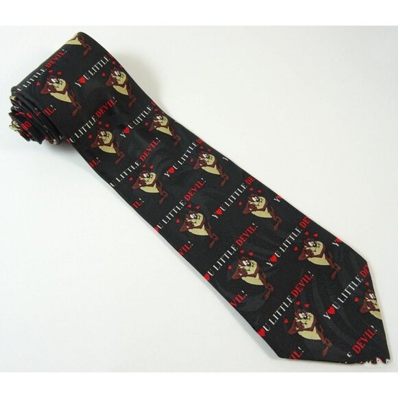 Funny Valentines Day Tie Taz Tasmanian Devil Looney Tunes Necktie - Picture 2 of 3